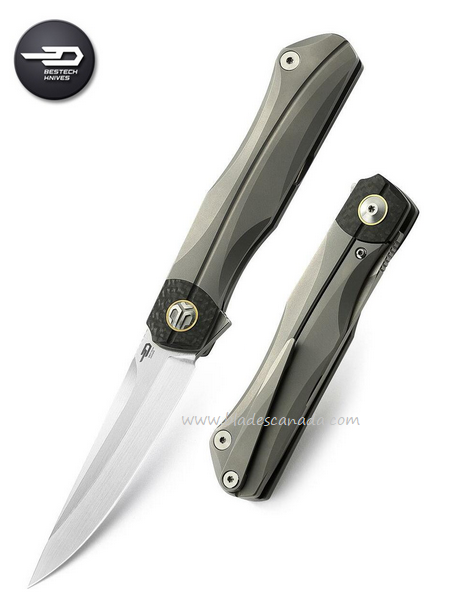 Bestech Thyra Flipper Framelock Knife, M390, Titanium/Carbon Fiber, BT2106A