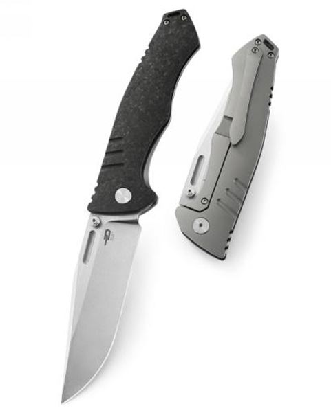 Bestech Keen II Framelock Folding Knife, S35VN, Titanium/Marble CF, BT2301B
