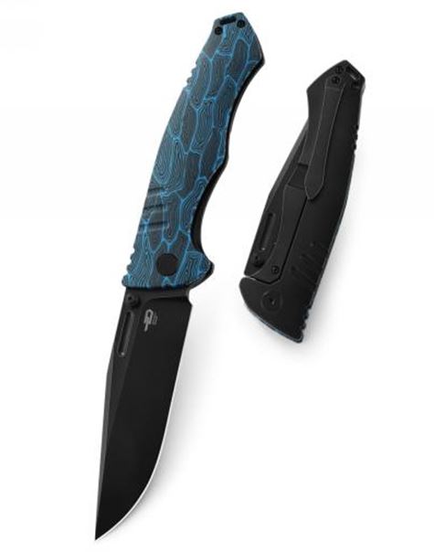 Bestech Keen II Framelock Folding Knife, S35VN Black, Titanium/Blue And Black G10, BT2301D