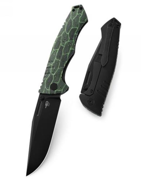 Bestech Keen II Framelock Folding Knife, S35VN Black, Titanium/Green And Black G10, BT2301E