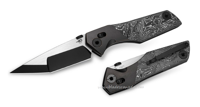 Bestech Cetus Folding Knife, M390 Black/Satin, Titanium/Carbon Fiber, BT2304C