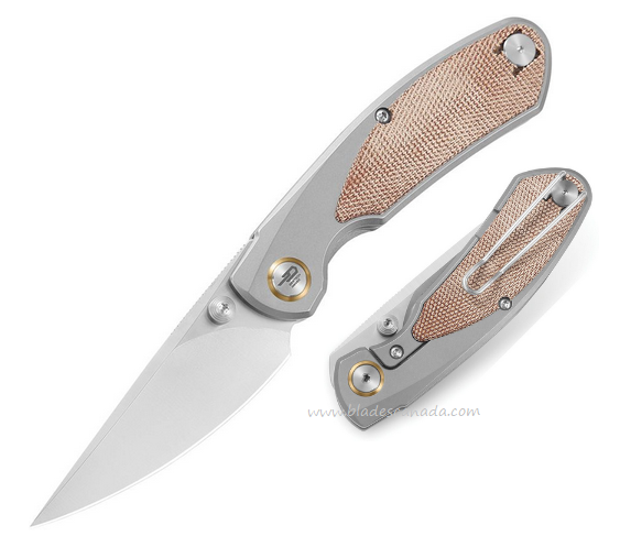Bestech Lito Framelock Folding Knife, M390 Satin, Titanium/Micarta Natural, BT2307B