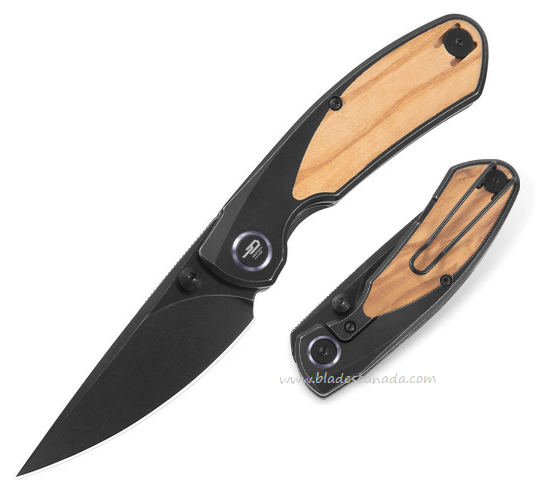 Bestech Lito Framelock Folding Knife, M390 Black SW, Titanium/Olive Wood, BT2307C