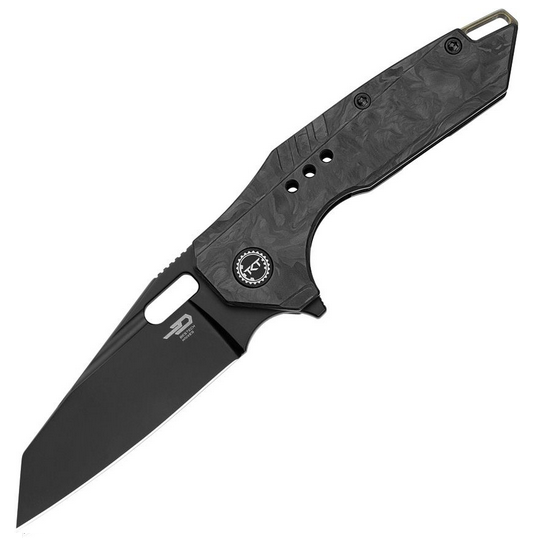 Bestech Nyxie 3 Flipper Framelock Knife, S35VN Black, Carbon Fiber/Titanium Black, BT2308D