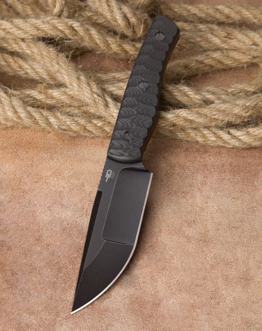 Bestech Heidi Blacksmith 2 Fixed Blade Knife, S35VN Black, Carbon Fiber Handle, Kydex Sheath, BFK04B