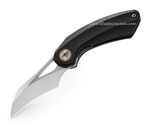 Bestech Bihai Flipper Folding Knife, 14C28N SW/Satin, G10 Black, BG53A-1