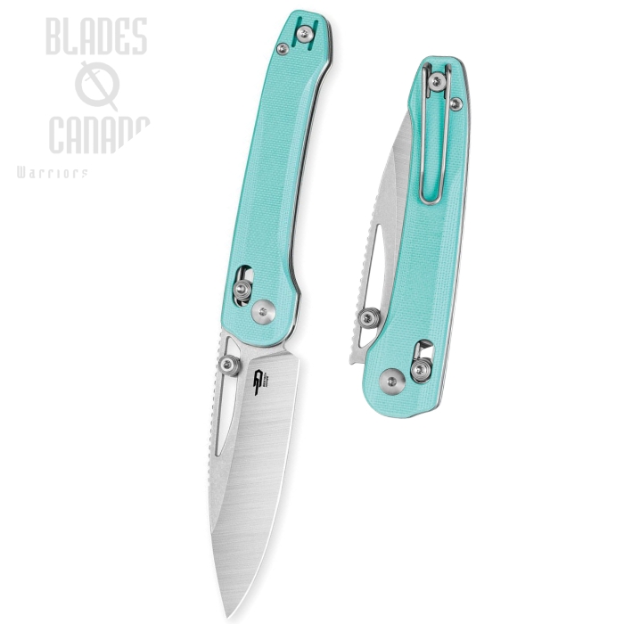 (image for) Bestech Cobber Crossbar Lock Folding Knife, 14C28N SW/Satin, G10 Light Blue, BG68B