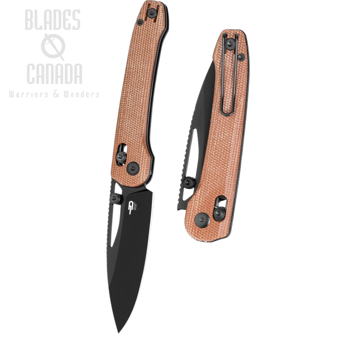 (image for) Bestech Cobber Crossbar Lock Folding Knife, 14C28N Black, Micarta Brown, BG68F