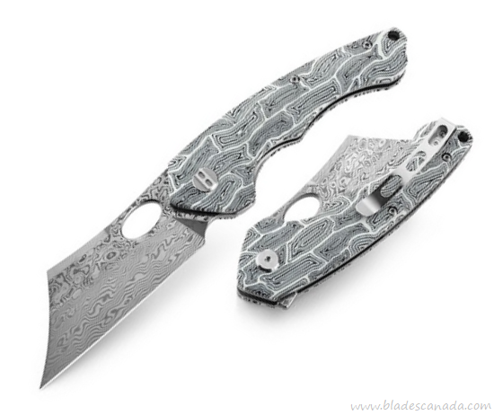 Bestech Skirmish Flipper Folding Knife, Damascus Acid Etched, G10 Black/White, BL07A