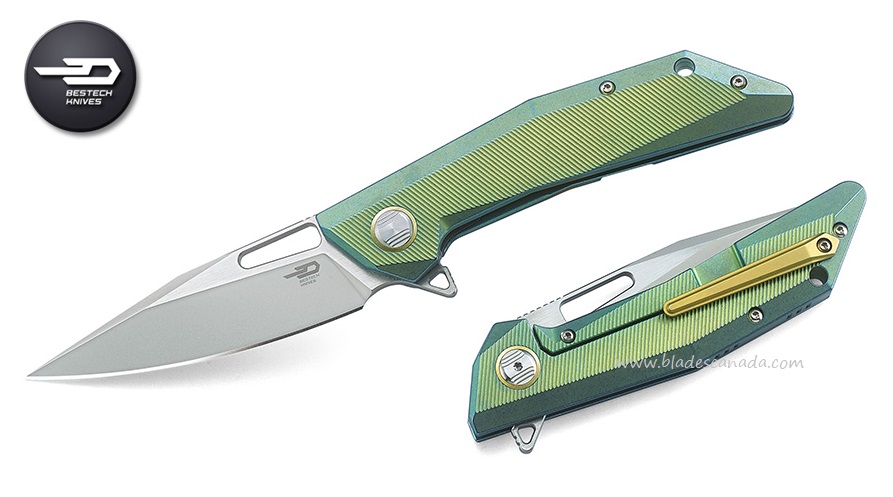 Bestech Shrapnel Flipper Framelock Knife, S35VN, Titanium, BT1802B