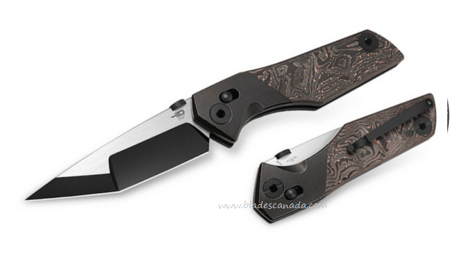 Bestech Cetus Folding Knife, M390 Black/Satin, Titanium/Carbon Fiber Bronze, BT2304D