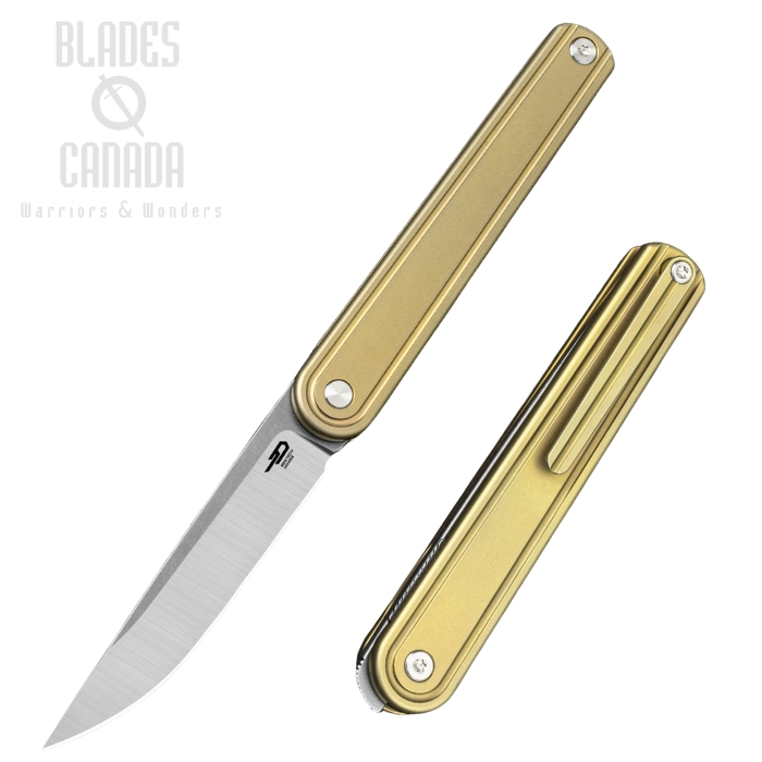 Bestech Ink Flipper Folding Knife, MagnaCut Two-Tone, Titanium Bronze, BT2502B