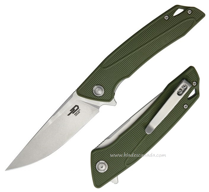 Bestech Spike Flipper Folding Knife, Sandvik Two-Tone, GRN Green, BG09B-2