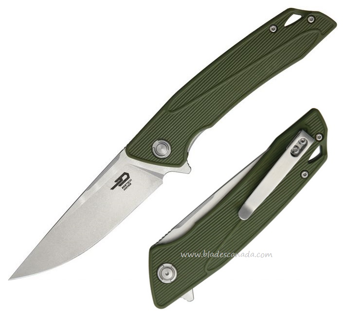 Bestech Spike Flipper Folding Knife, Sandvik Two-Tone, GRN Green, BG09B-2 - Click Image to Close