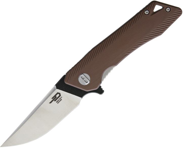 Bestech Thorn Flipper Folding Knife, 12C27 Two-Tone, G10 Brown, BG10C-1