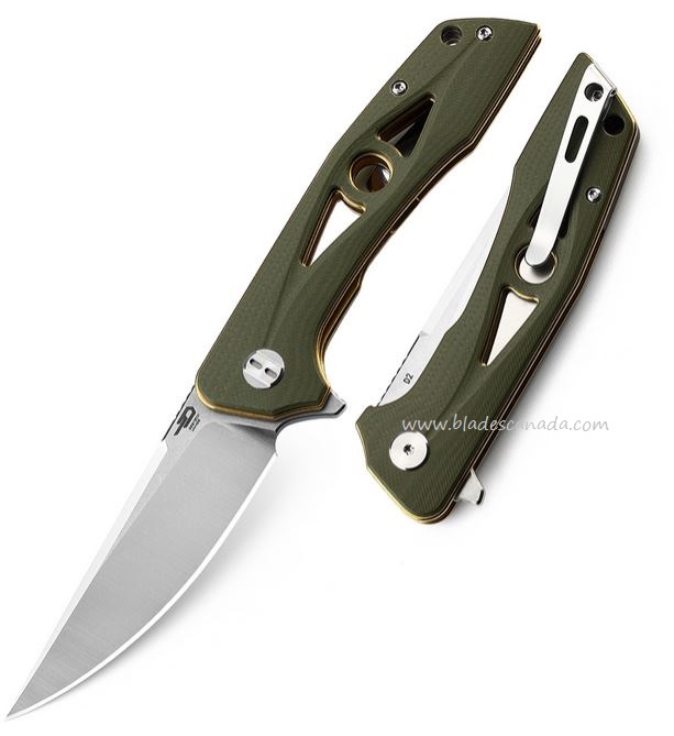 Bestech Eye Of Ra Flipper Folding Knife, D2 Two-Tone, G10 Green, BG23B