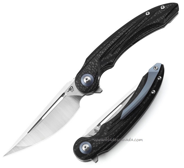 Bestech Irida Flipper Folding Knife, 14C28N Sandvik, Carbon Fiber/G10, BG25D - Click Image to Close