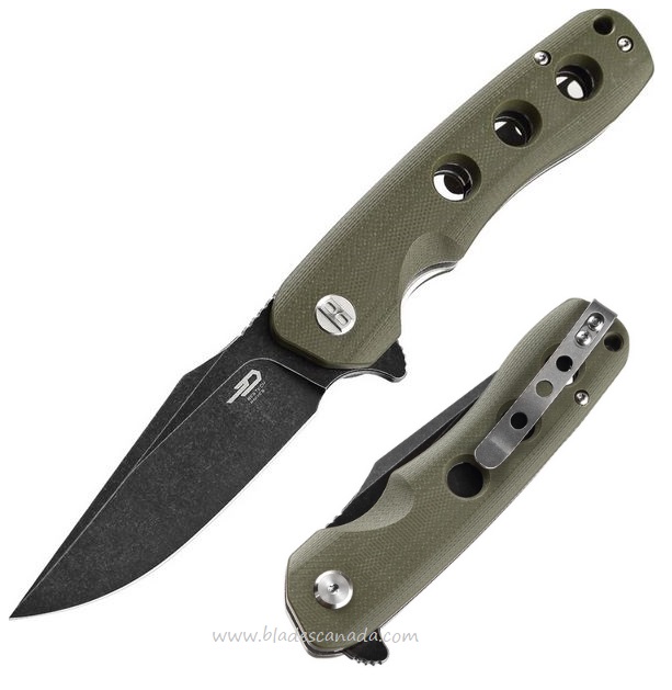 Bestech Arctic Flipper Folding Knife, D2 Stonewash, G10 Green, BG33B-2