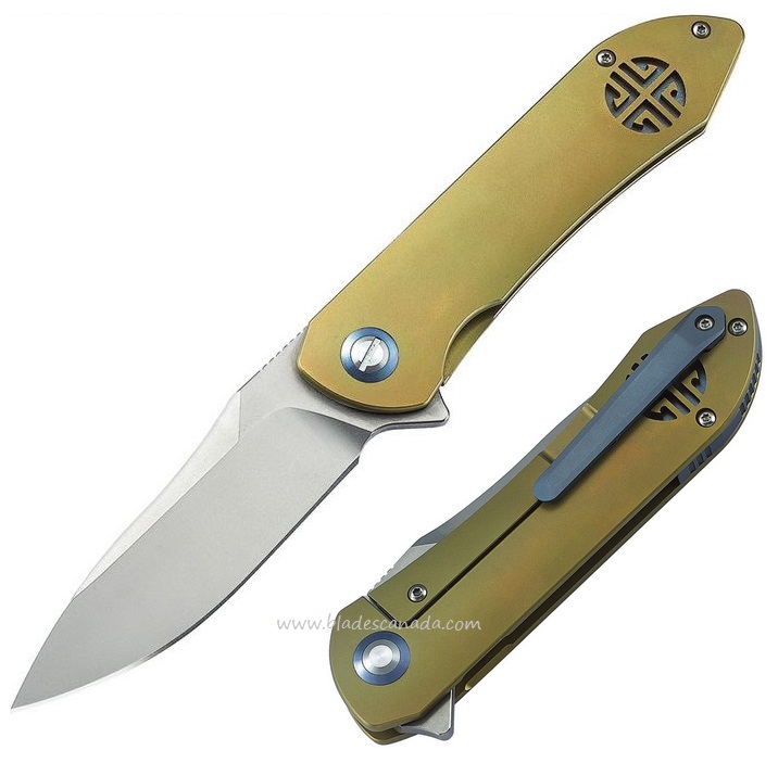 Bestech Emperor Flipper Framelock Knife, S35VN, Titanium Gold, BT1703B