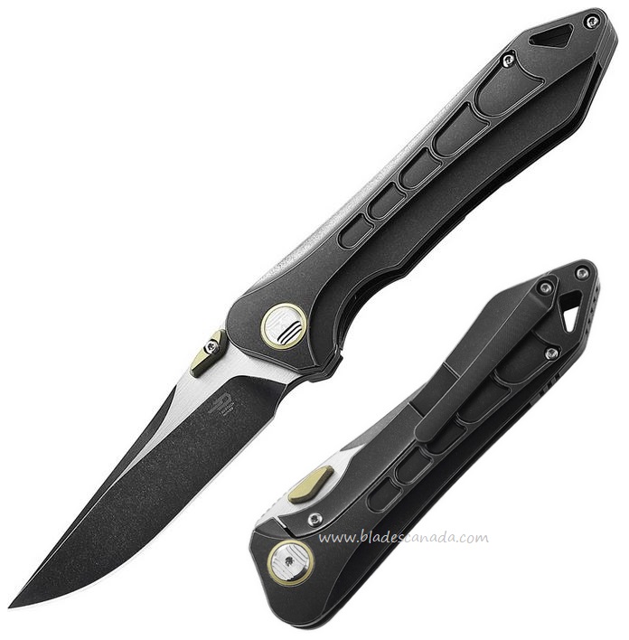 Bestech Supersonic Flipper Framelock Knife, S35VN Two-Tone, Titanium Black, BT1908A