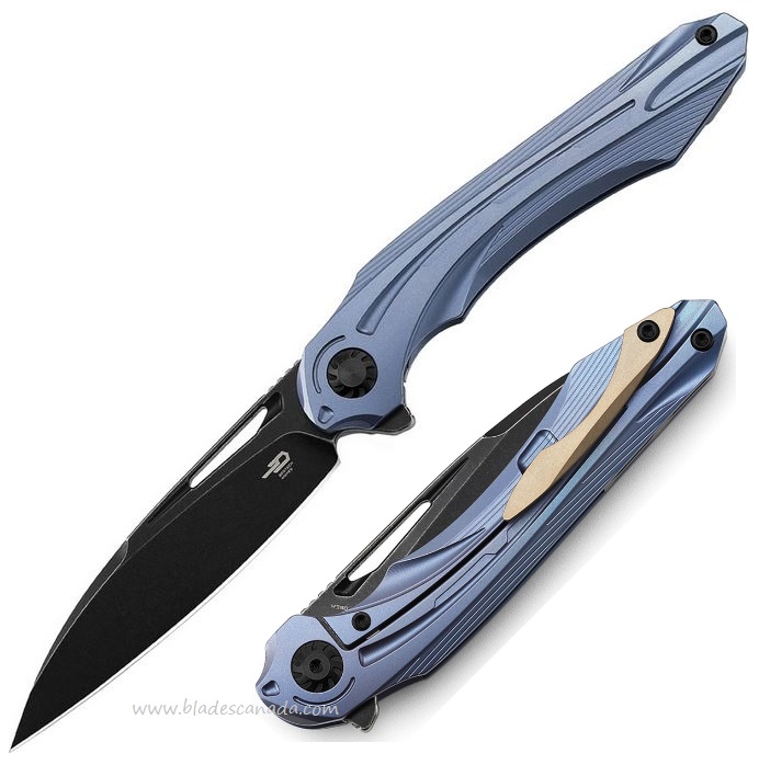 Bestech Wibra Flipper Framelock Knife, M390 SW, Titanium Blue, BT2001C - Click Image to Close