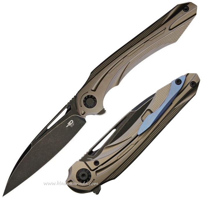 Bestech Wibra Flipper Framelock Knife, M390 SW, Titanium Bronze, BT2001E