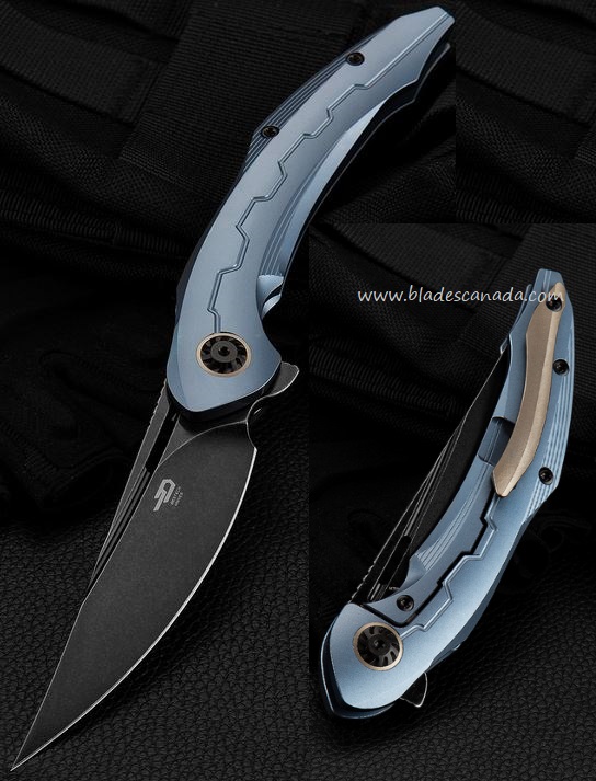Bestech Marukka Flipper Framelock Knife, M390 SW, Titanium Blue, BT2002B - Click Image to Close