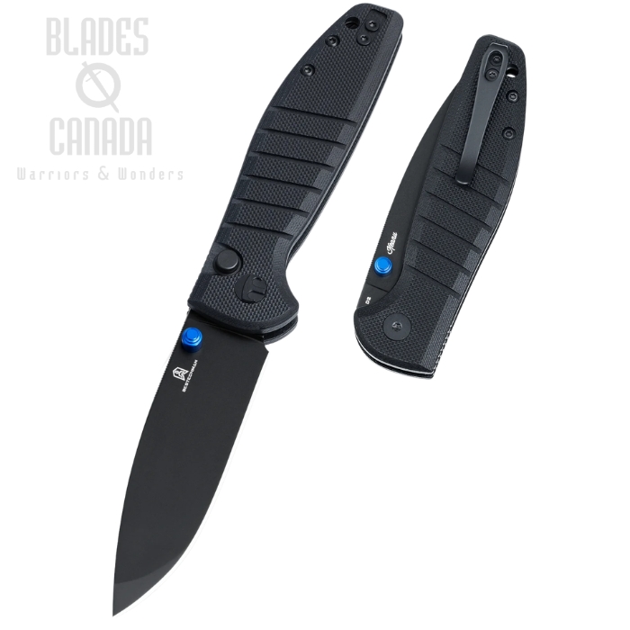 (image for) Bestechman Goodboy Jr. Button Lock Folding Knife, D2 Black, G10 Black, BMK10E