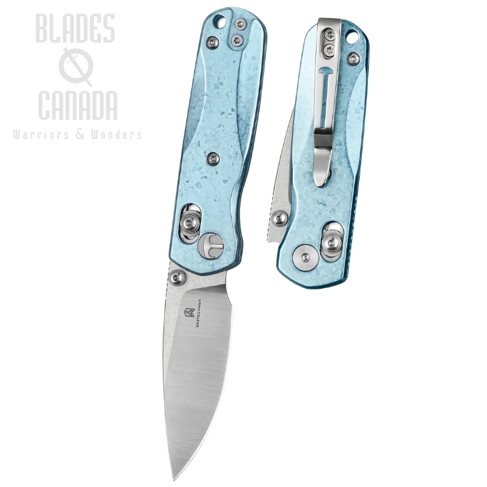 (image for) Bestechman Sprite B-Lock Folding Knife, M390 SW/Saitn, Titanium Crystallized Blue, BMK21G