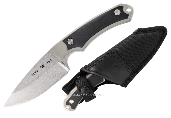 Buck Alpha Hunter Fixed Blade Knife, Stainless Steel, GFN Black/Gray, 0664GYS