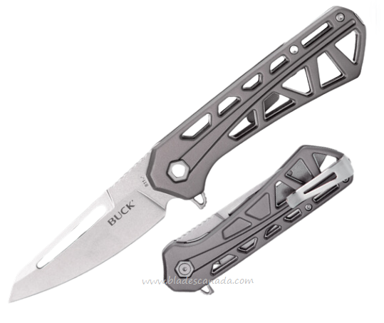 Buck 811 Trace Ops Flipper Folding Knife, Tanto Blade, Aluminum Gray, 0811GYS