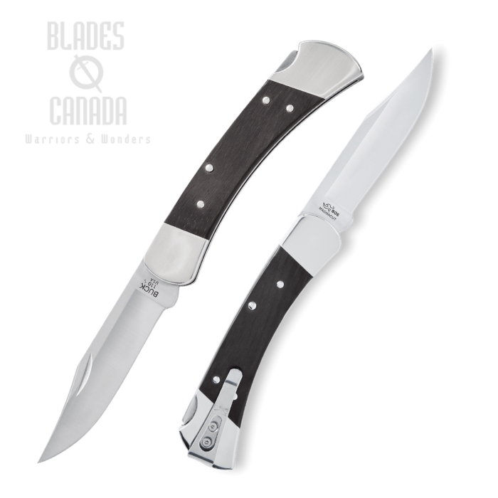 (image for) Buck 110 Slim Heritage Back Lock Folding Knife, MagnaCut Steel, Ebony Handle, Leather Sheath, 0110BRS20