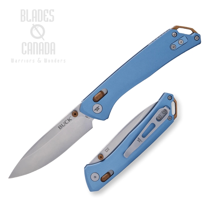 (image for) Buck 700 Nomad Crossbar Lock Folding Knife, D2 Steel, Aluminum Blue, 0700BLS