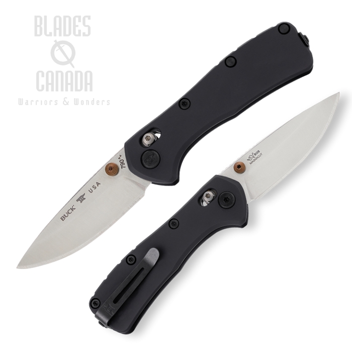 (image for) Buck 790 Mini Range Elite Crossbar Lock Folding Knife, MagnaCut Satin, Aluminum Black, 0790BKS