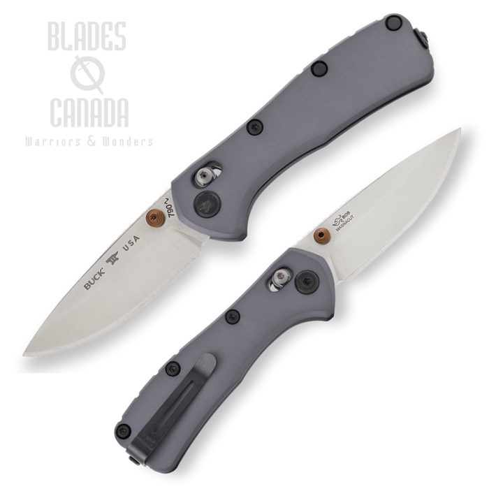 Buck 790 Mini Range Elite Crossbar Lock Folding Knife, MagnaCut Satin, Aluminum Grey, 0790GYS (image for) Buck 790 Mini Range Elite Crossbar Lock Folding Knife, MagnaCut Satin, Aluminum Grey, 0790GYS