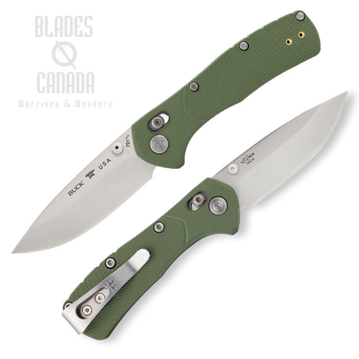 (image for) Buck 791 Range Pro Crossbar Lock Folding Knife, 154CM Satin, GFN Green, 0791GRS11