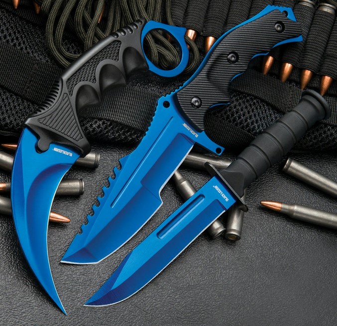 Black Legion Stratosphere Triple Set Blue, Each with a Nylon Sheath, BV391