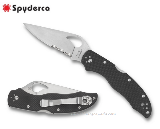 Byrd Harrier 2 Folding Knife, Partially Serrated, G10 Black, by Spyderco, BY01GPS2 - Click Image to Close