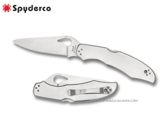 Byrd Cara Cara Gen 2 Folding Knife, Stainless Handle, by Spyderco, BY03P2