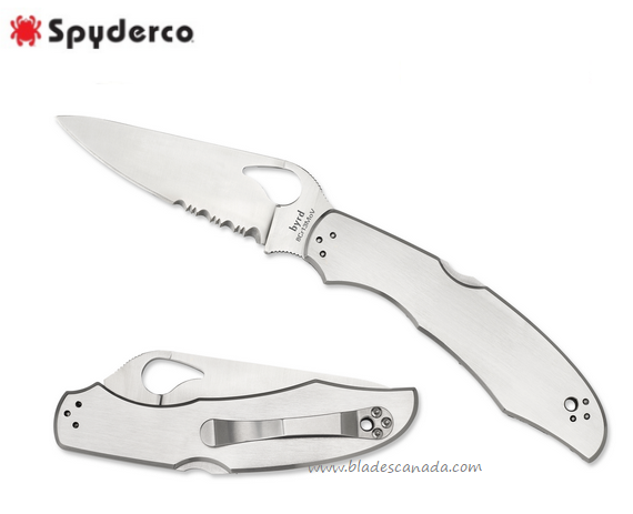 Byrd Cara Cara Gen 2 Folding Knife, Stainless Handle, by Spyderco, BY03PS2