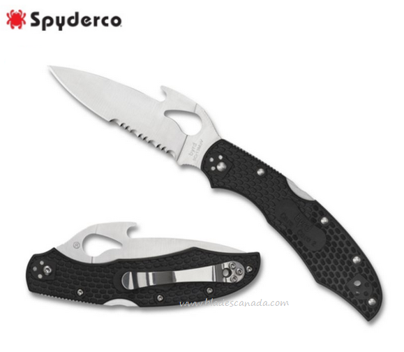 Byrd Cara Cara 2 Folding Knife, FRN Black, "Wave Opening", by Spyderco, BY03PSBK2W