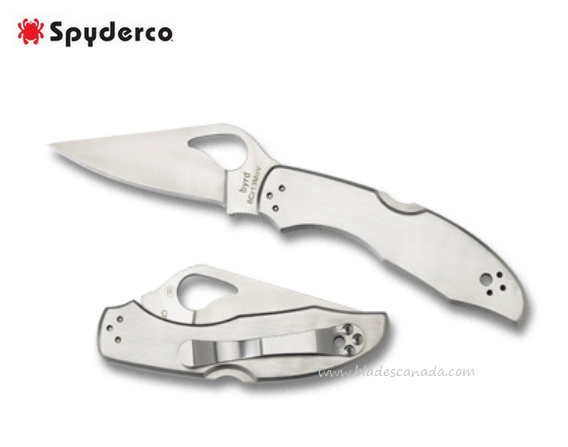 Byrd Meadowlark 2 Folding Knife, Stainless Handle, by Spyderco, BY04P2