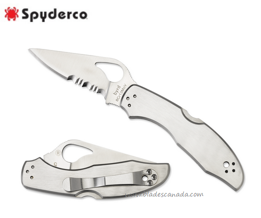 Byrd Meadowlark Gen 2 Folding Knife, Stainless Handle, by Spyderco, BY04PS2