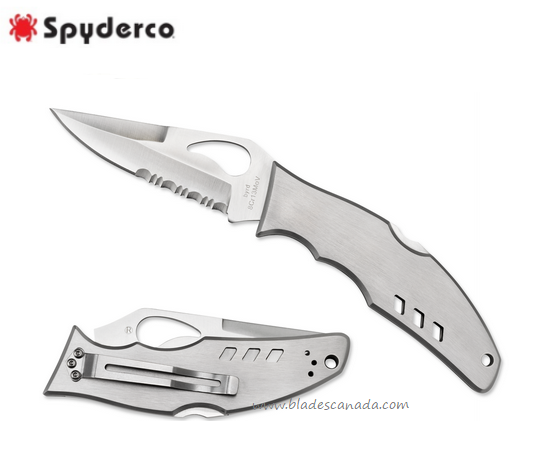 Byrd Flight Folding Knife, Stainless Handle, by Spyderco, BY05PS - Click Image to Close