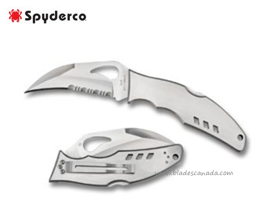 Byrd Crossbill Folding Knife, Stainless Handle, by Spyderco, BY07PS