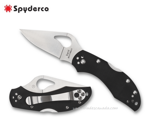 Byrd Robin Gen 2 Folding Knife, G10 Black, by Spyderco, BY10GP2