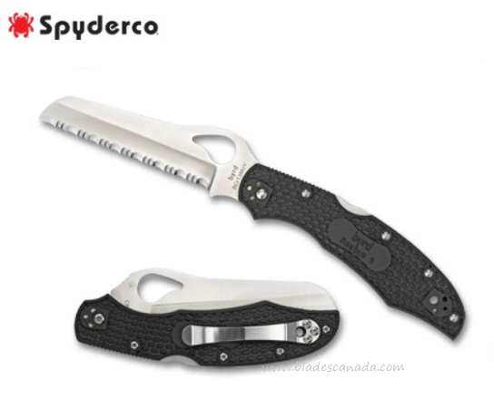 Byrd Cara Cara Rescue Folding Knife, FRN Black, by Spyderco, BY17SBK2
