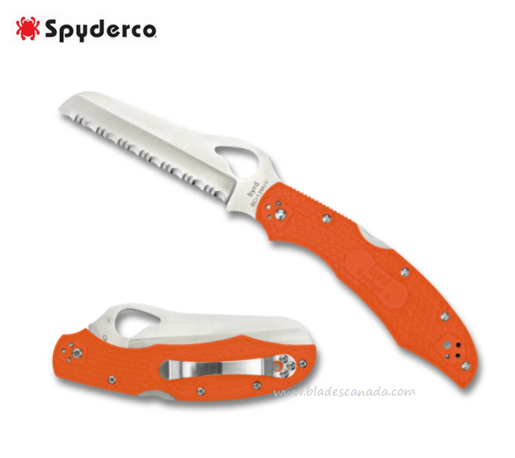 Byrd Cara Cara Rescue Folding Knife, FRN Orange, by Spyderco, BY17SOR2