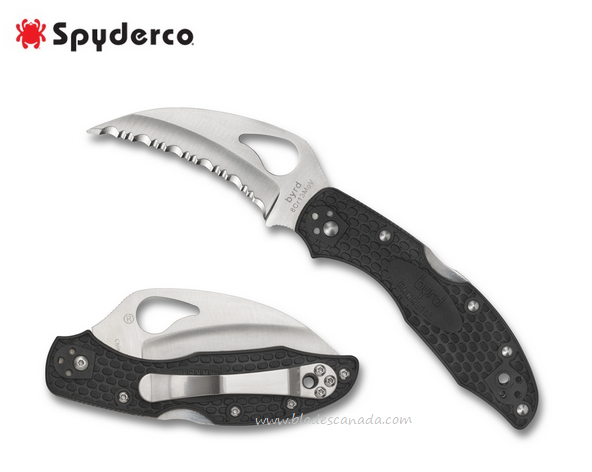 Byrd Hawkbill Folding Knife, SpyderEdge, FRN Black, by Spyderco, BY22SBK - Click Image to Close