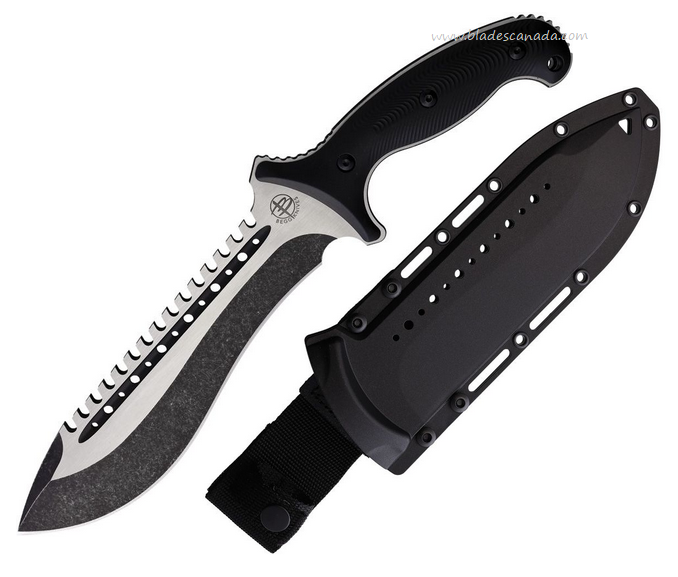 Begg Knives Bolo Fixed Blade Knife, AUS10A Black/Satin, Nylon Sheath, BG022